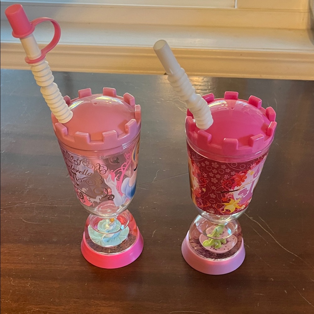 Pink Princess Tumblers with Straws from the Disney Store